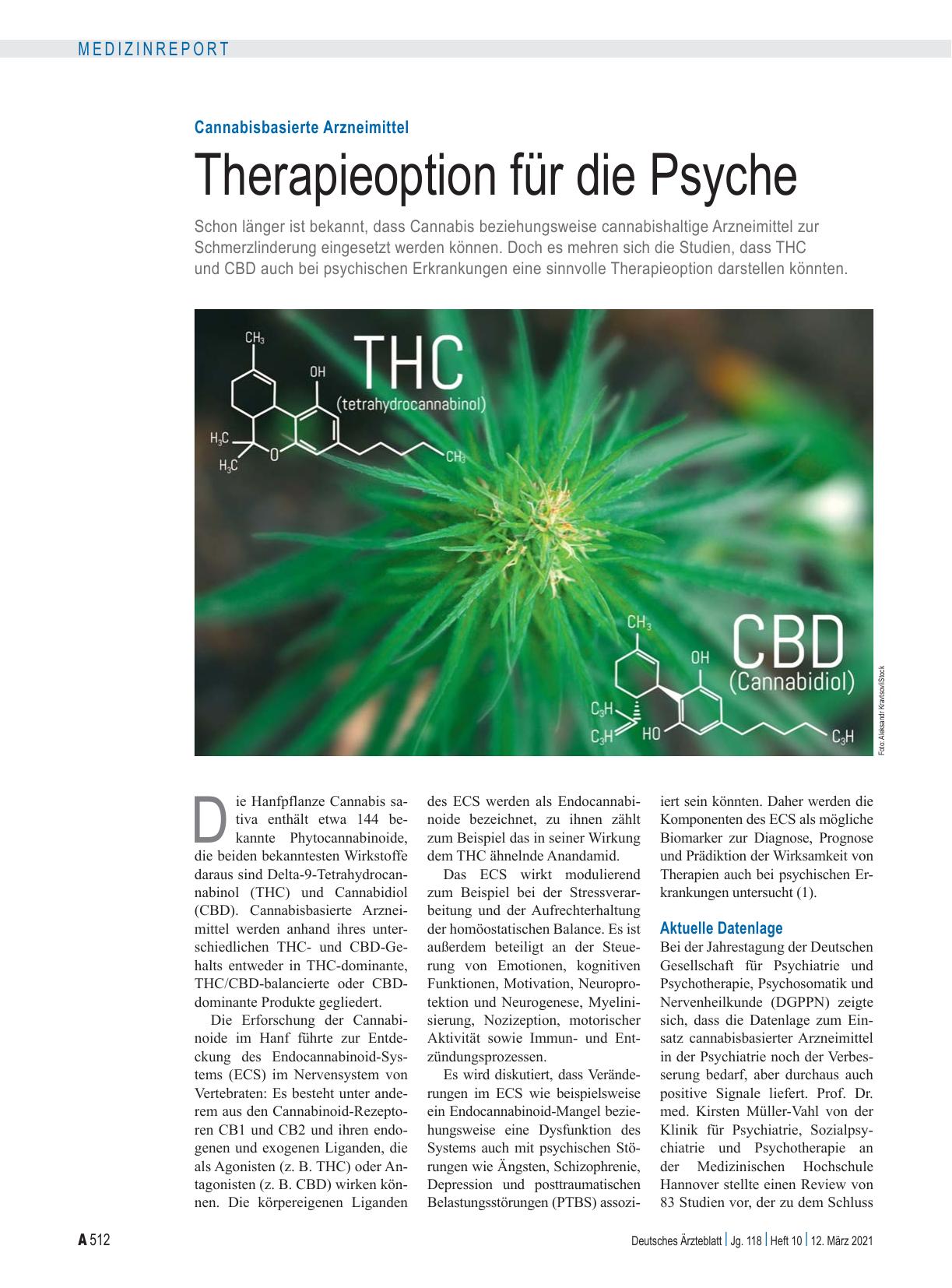 Vorschauseite 1: Cannabisbasierte Arzneimittel: Therapieoption für die Psyche