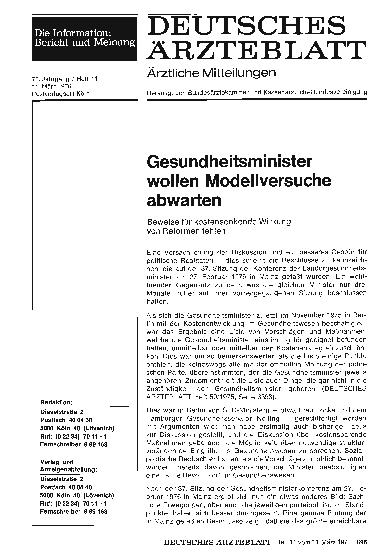Vorschauseite 1: Gesundheitsminister wollen Modellversuche abwarten