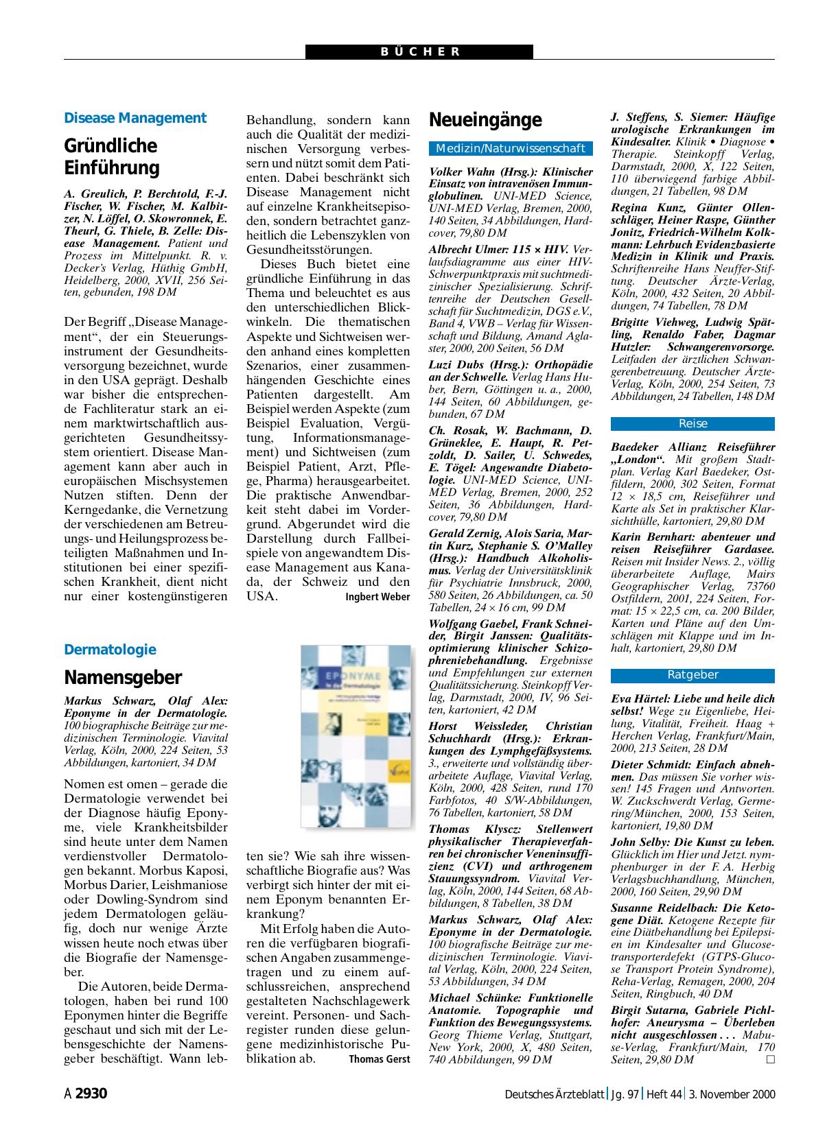 Vorschauseite 1: Eponyme in der Dermatologie