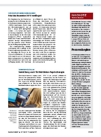 Vorschauseite 1: Versichertenstammdatenmanagement: Frist bis Dezember 2018 verlängert