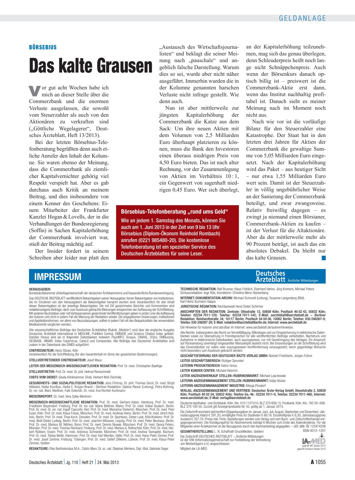 Vorschauseite 1: Börsebius: Das kalte Grausen