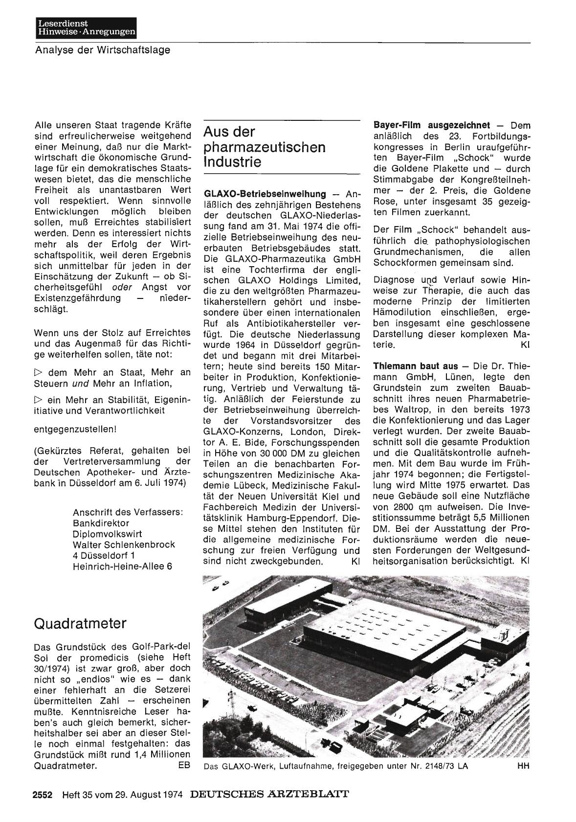 Vorschauseite 1: Aus der pharmazeutischen Industrie