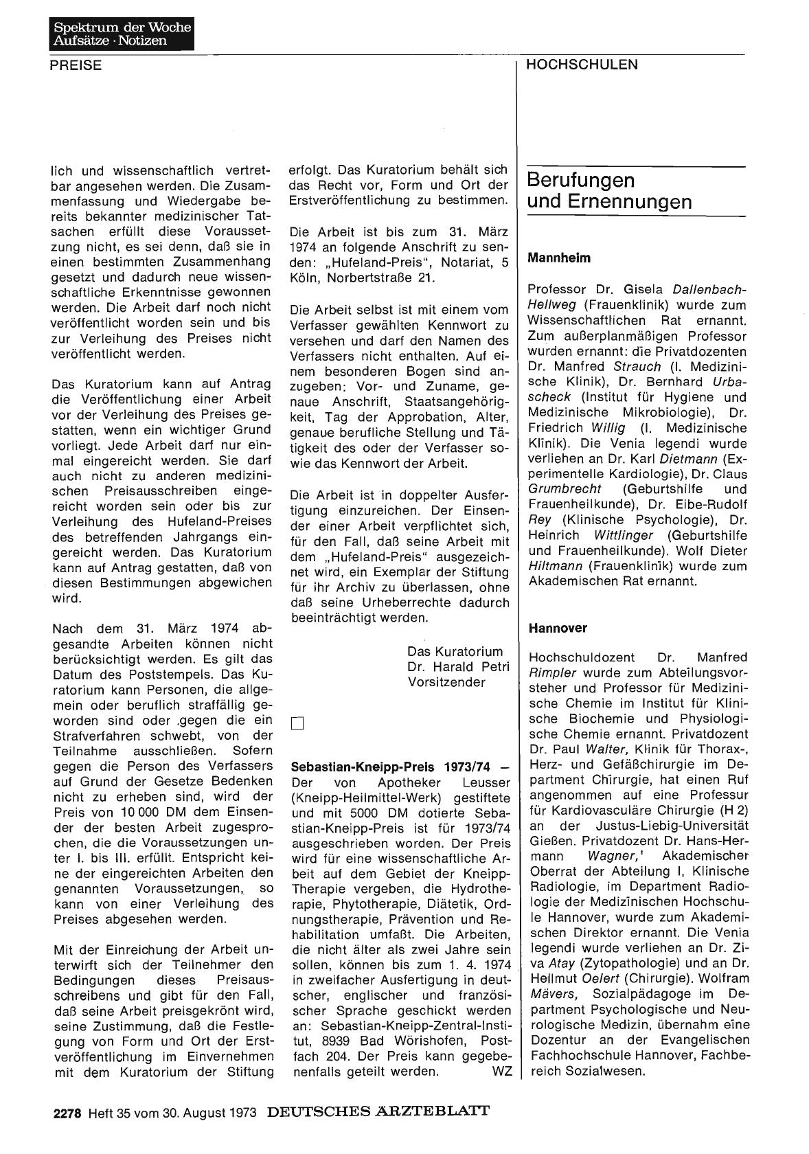 Vorschauseite 1: Berufungen und Ernennungen
