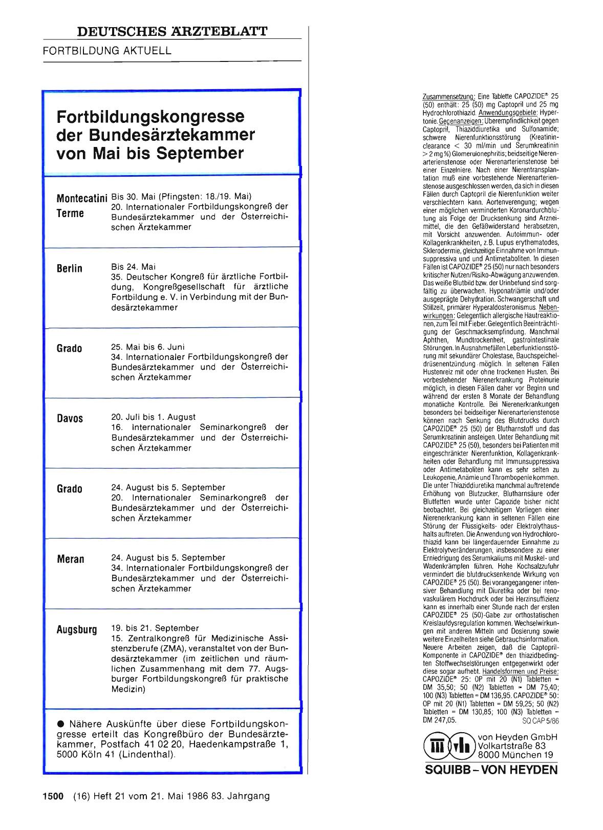 Vorschauseite 1: Fortbildungskongresse der Bundesärztekammer von Mai bis September