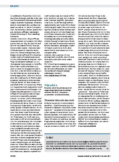 Vorschauseite 1: Prävention: Prävention lohnt sich aber nicht