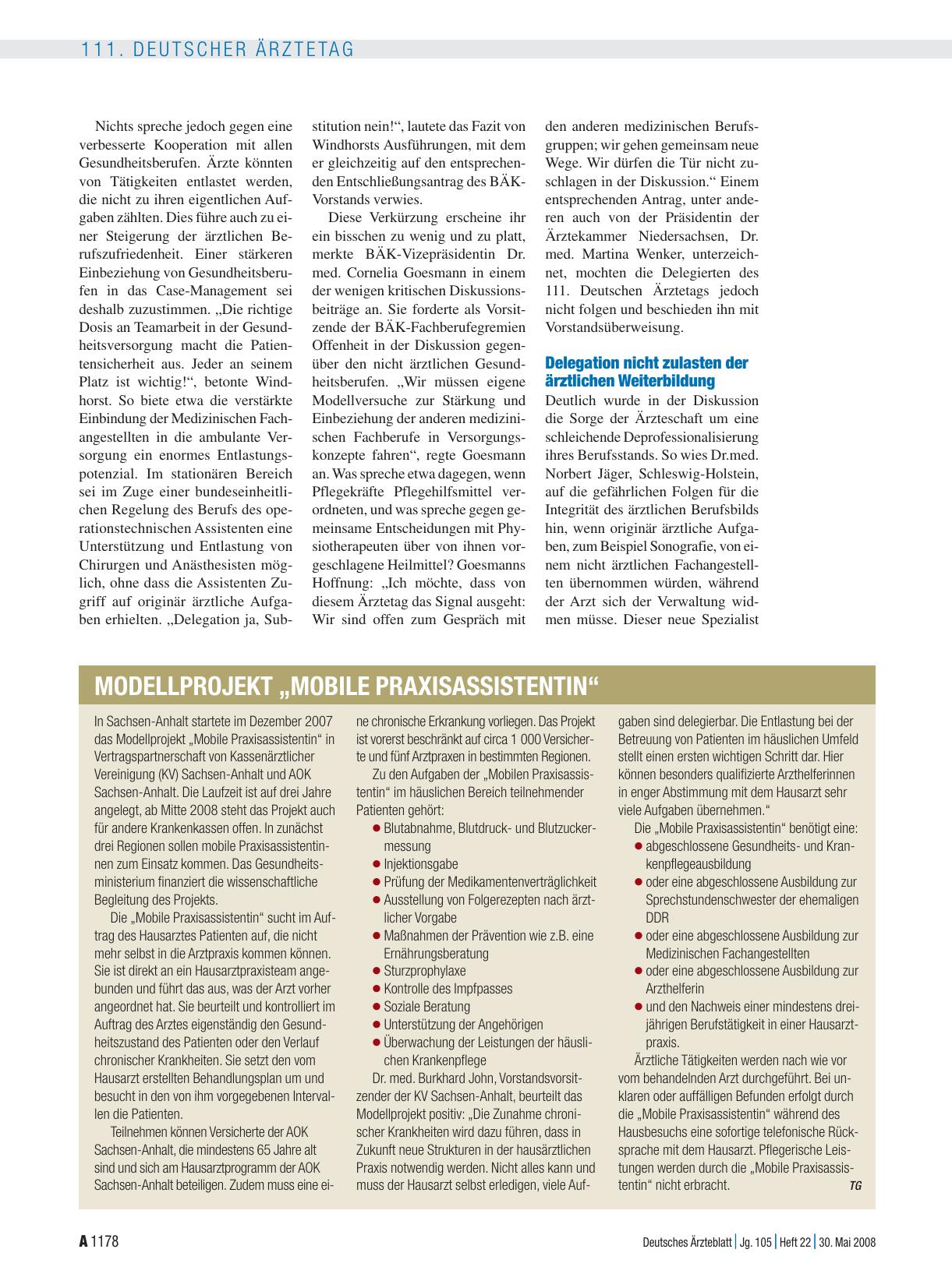 Vorschauseite 1: Modellprojekt „Mobile Praxisassistentin“