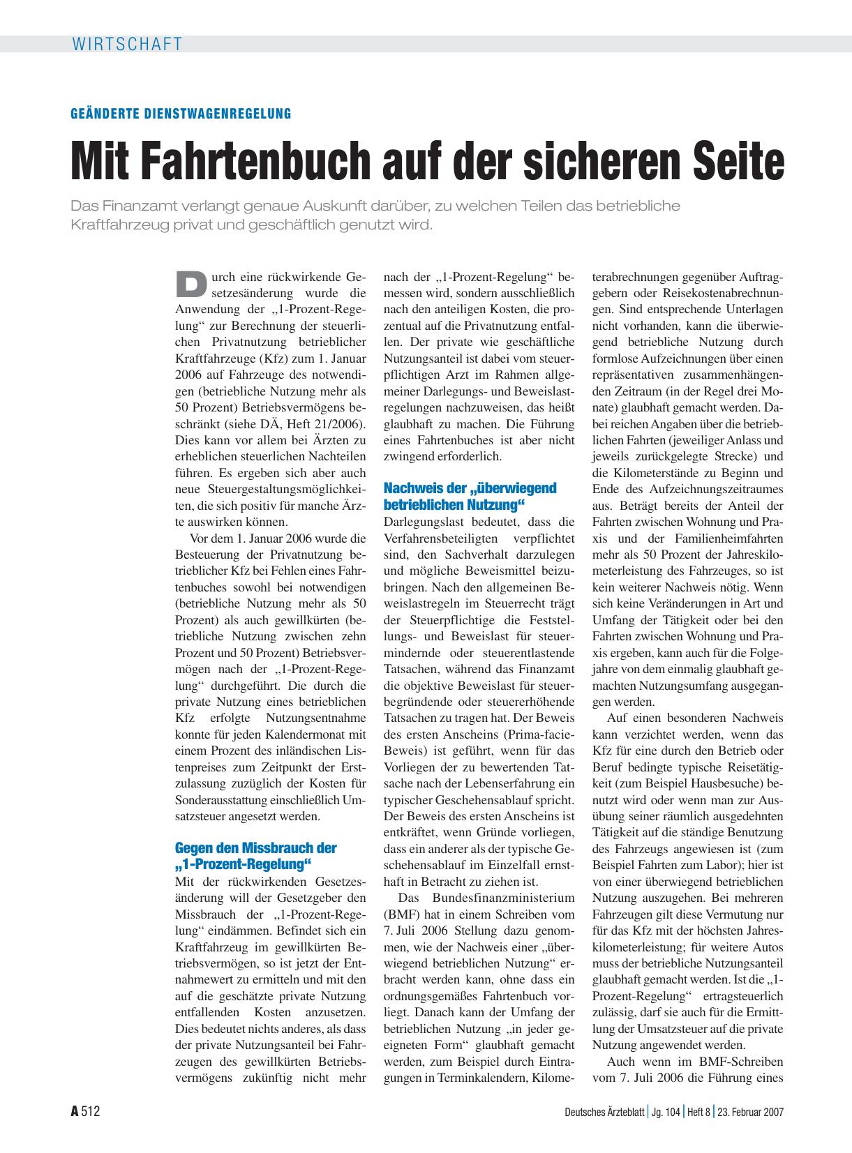 Vorschauseite 1: Geänderte Dienstwagenregelung: Mit Fahrtenbuch auf der sicheren Seite
