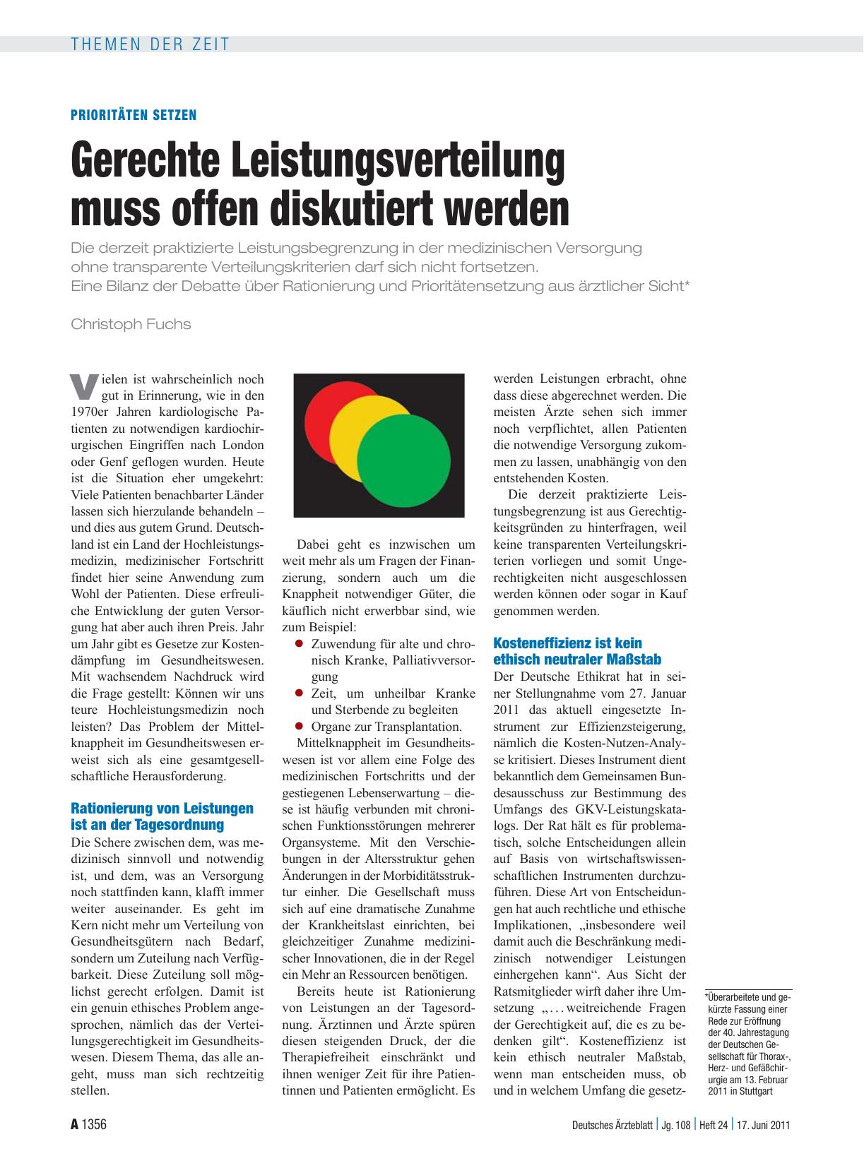Vorschauseite 1: Prioritäten setzen: Gerechte Leistungsverteilung muss offen diskutiert werden
