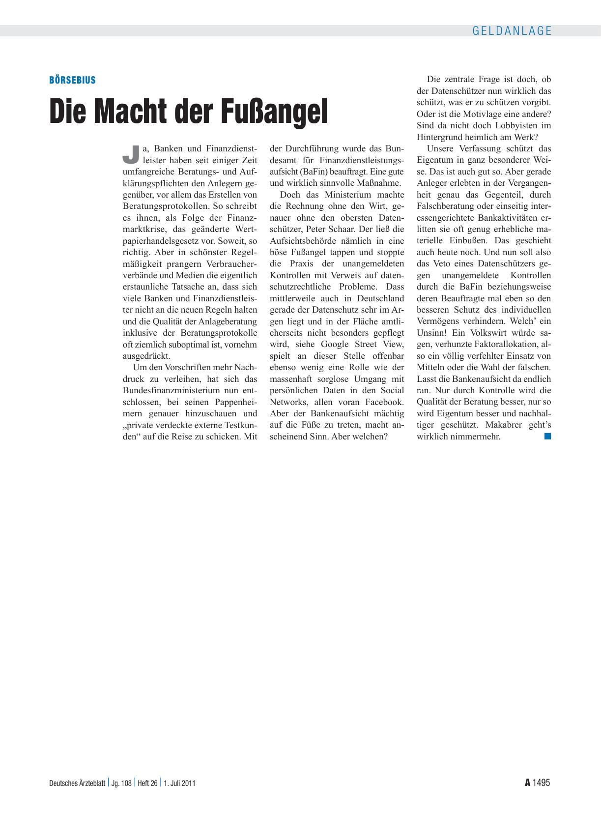 Vorschauseite 1: Börsebius: Die Macht der Fußangel