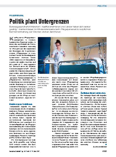 Vorschauseite 1: Pflegepersonal: Politik plant Untergrenzen