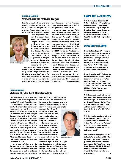 Vorschauseite 1: Tanja Germerott: Visionen für das Fach Rechtsmedizin