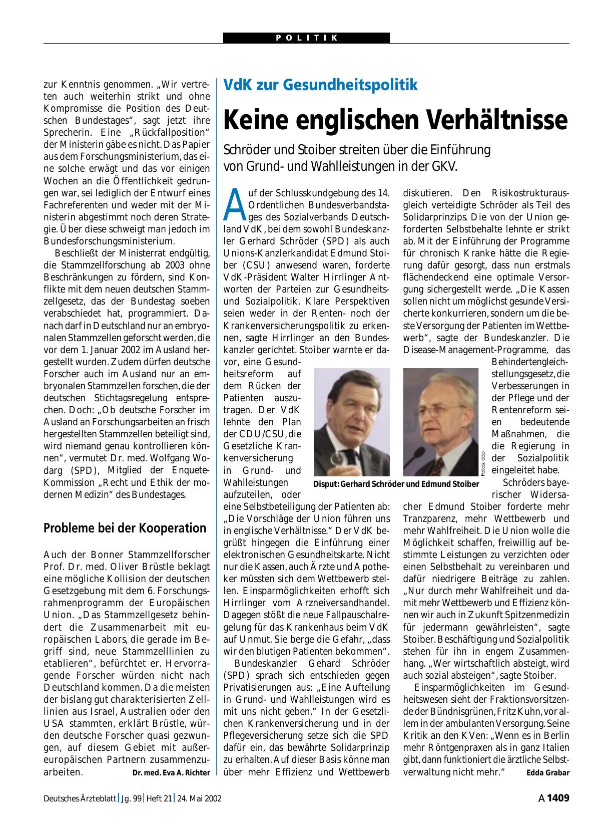Vorschauseite 1: VdK zur Gesundheitspolitik: Keine englischen Verhältnisse