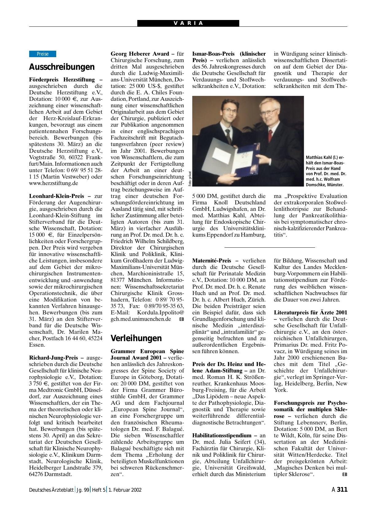 Vorschauseite 1: Ismar-Boas-Preis