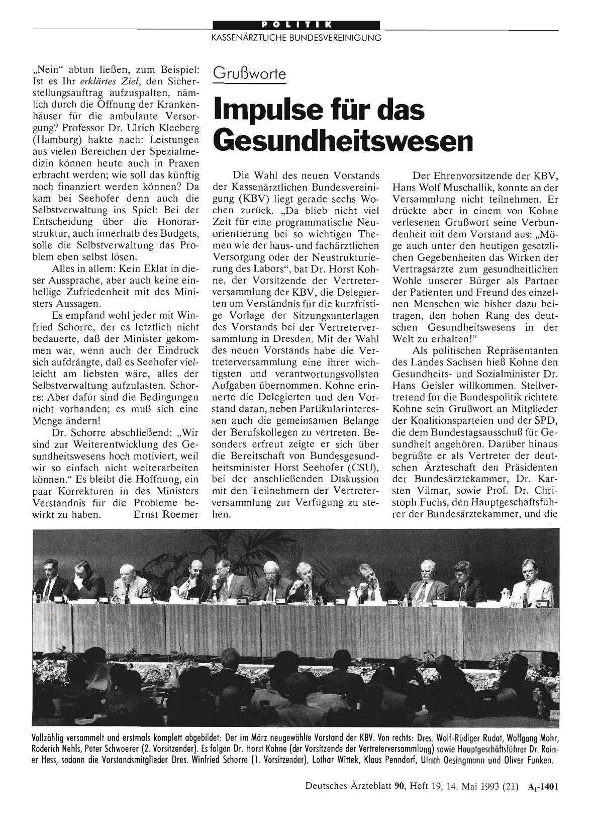 Vorschauseite 1: Grußworte: Impulse für das Gesundheitswesen