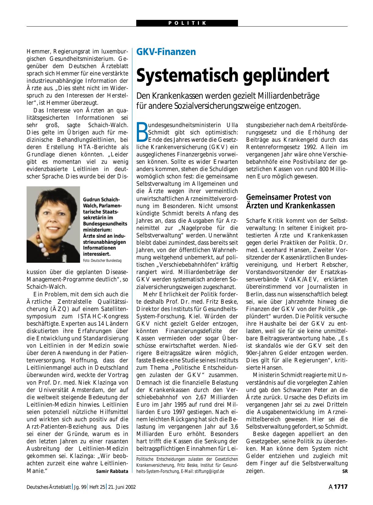 Vorschauseite 1: GKV-Finanzen: Systematisch geplündert