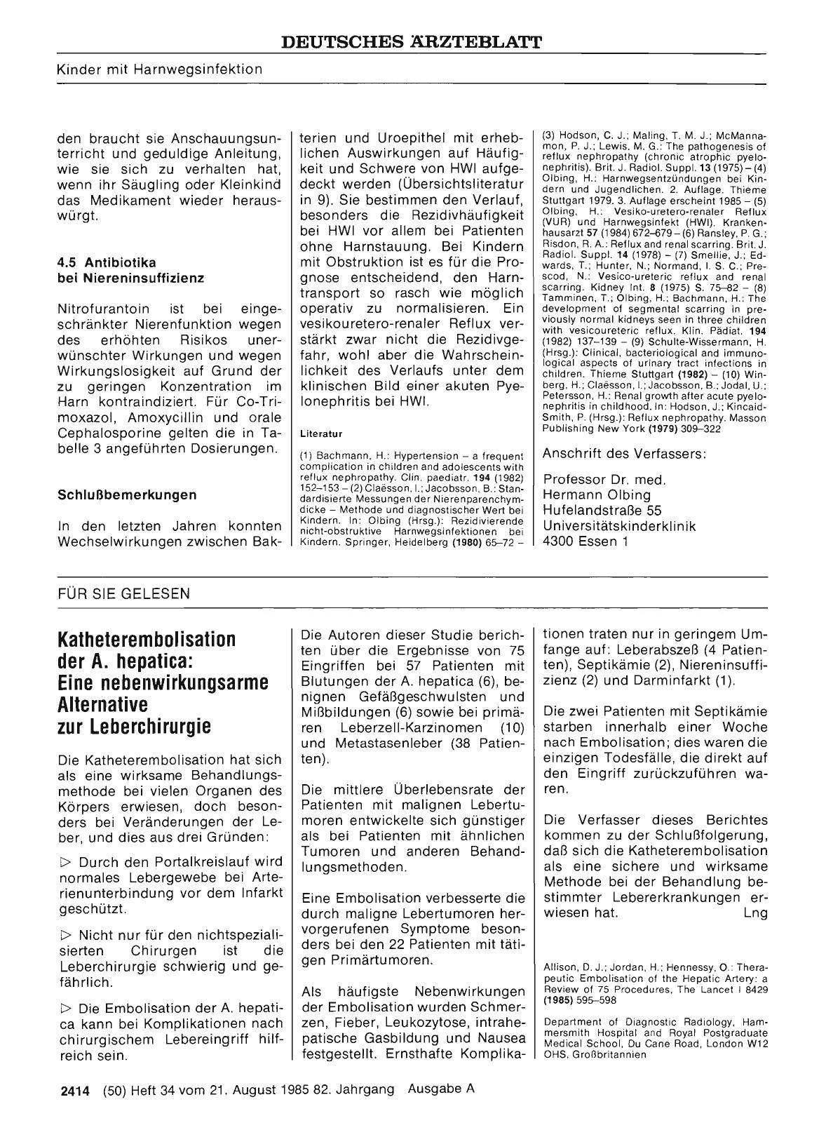 Vorschauseite 1: Katheterembolisation der A. hepatica: Eine nebenwirkungsarme Alternative zur Leberchirurgie