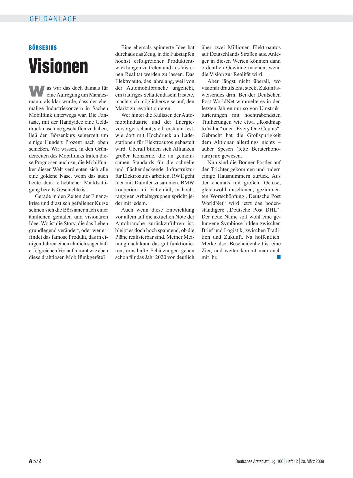 Vorschauseite 1: Börsebius: Visionen
