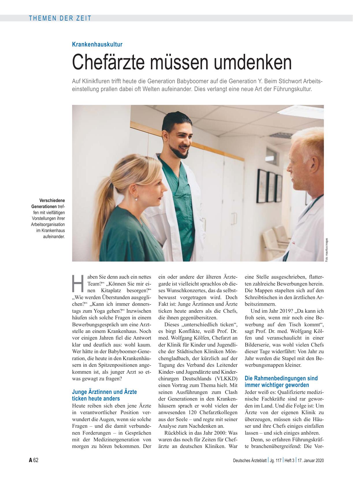 Vorschauseite 1: Krankenhauskultur: Chefärzte müssen umdenken