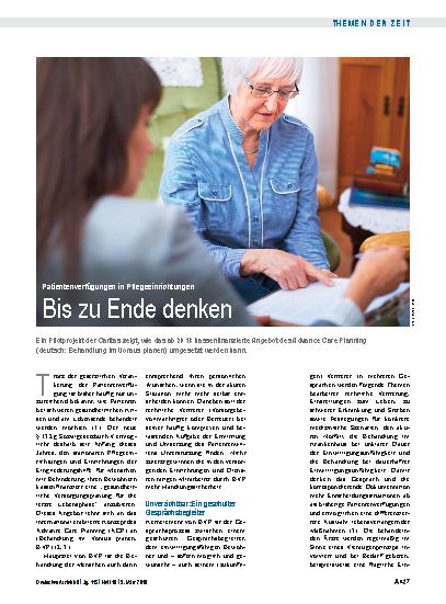 Vorschauseite 1: Patientenverfügungen in Pflegeeinrichtungen: Bis zu Ende denken