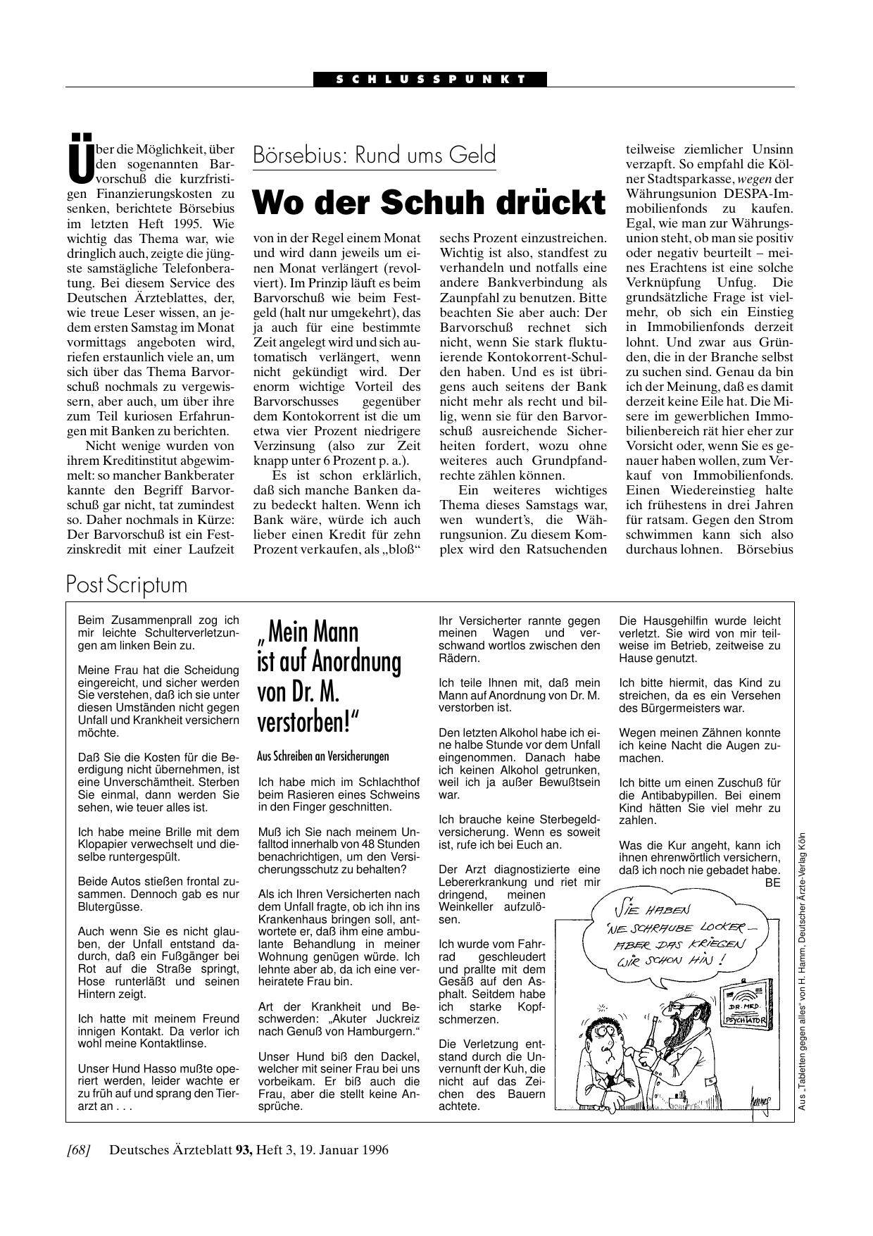 Vorschauseite 1: Börsebius: Rund ums Geld – Wo der Schuh drückt