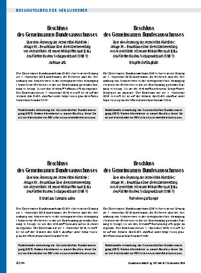Vorschauseite 1: Beschluss des Gemeinsamen Bundesausschusses über eine Änderung der Arzneimittel-Richtlinie: Anlage XII – Asfotase alfa