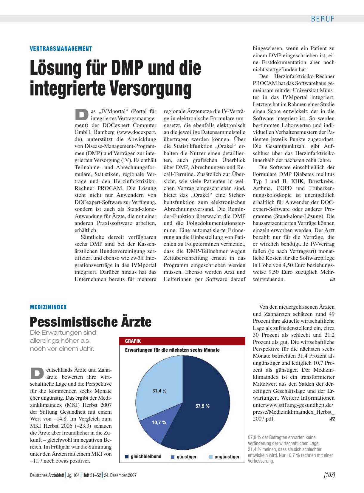 Vorschauseite 1: Medizinindex: Pessimistische Ärzte