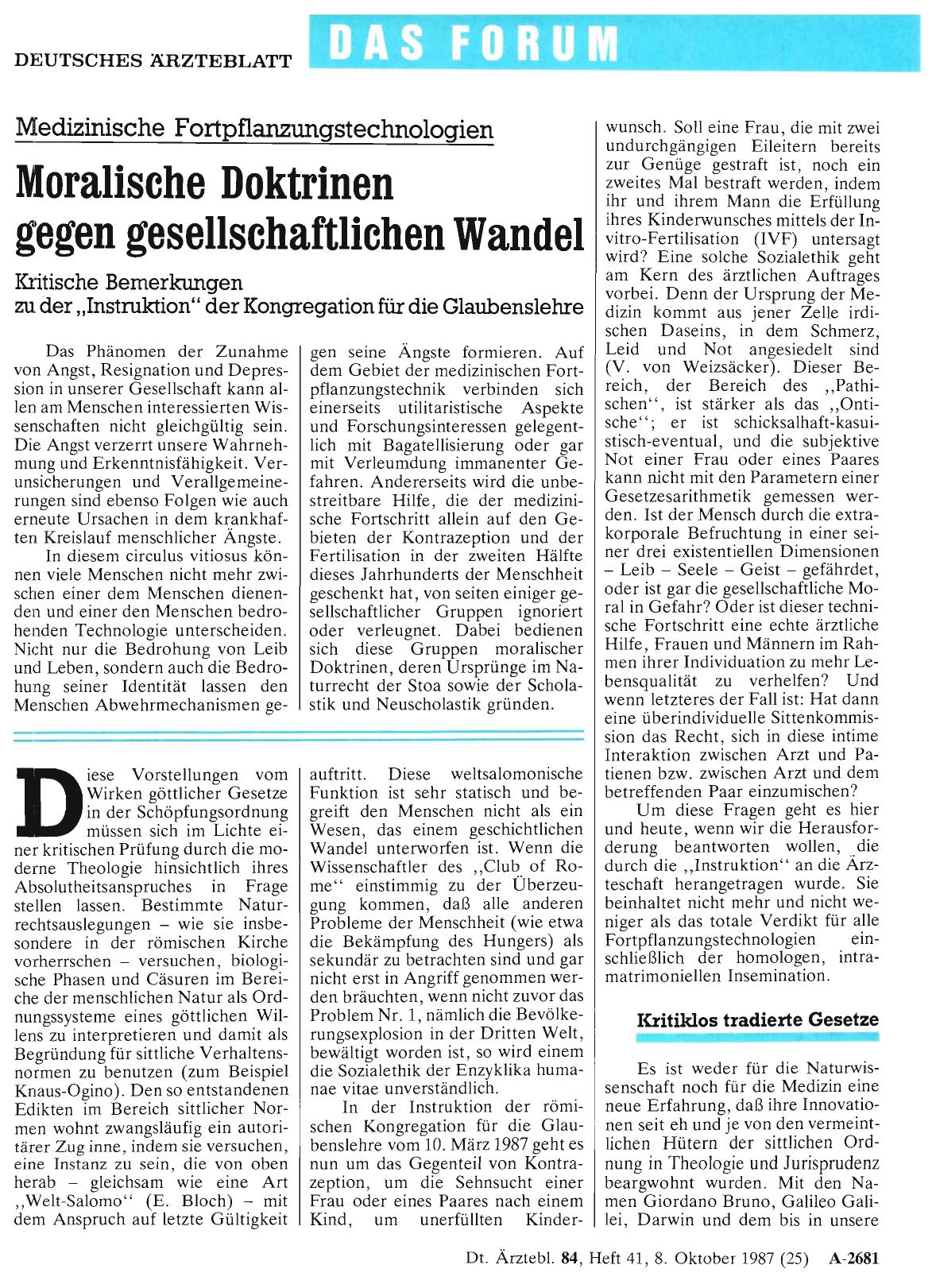 Vorschauseite 1: Medizinische Fortpflanzungstechnologien: Moralische Doktrinen gegen gesellschaftlichen Wandel