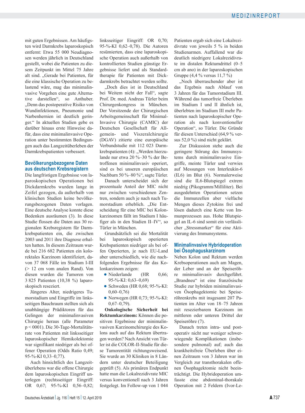Vorschauseite 2: Minimalinvasive Chirurgie bei Abdominaltumoren: Ohne Einbuße der onkologischen Qualität