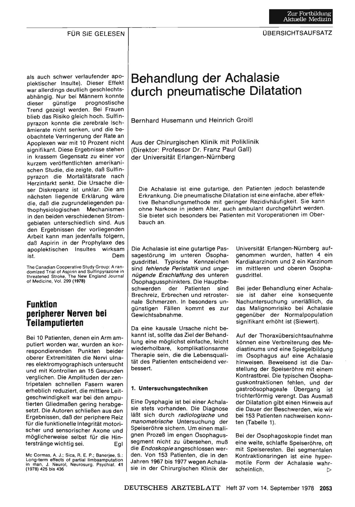 Vorschauseite 1: Behandlung der Achalasie durch pneumatische Dilatation