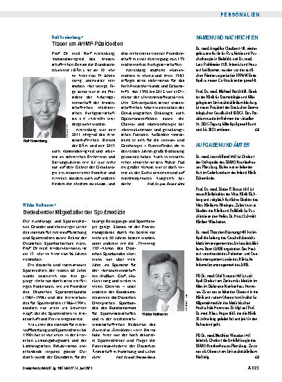 Vorschauseite 1: Wildor Hollmann †: Bedeutender Mitgestalter der Sportmedizin