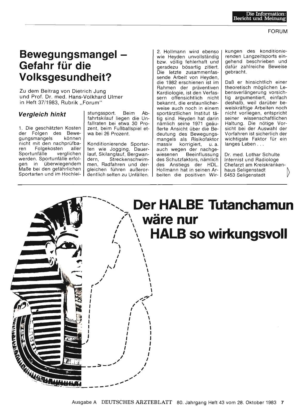Vorschauseite 1: Bewegungsmangel Gefahr für die Volksgesundheit? : Vergleich hinkt