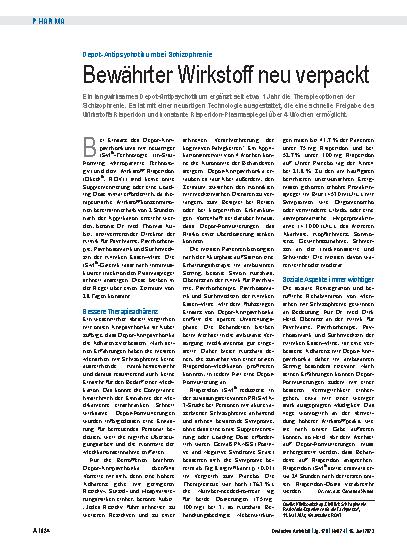 Vorschauseite 1: Depot-Antipsychotikum bei Schizophrenie: Bewährter Wirkstoff neu verpackt