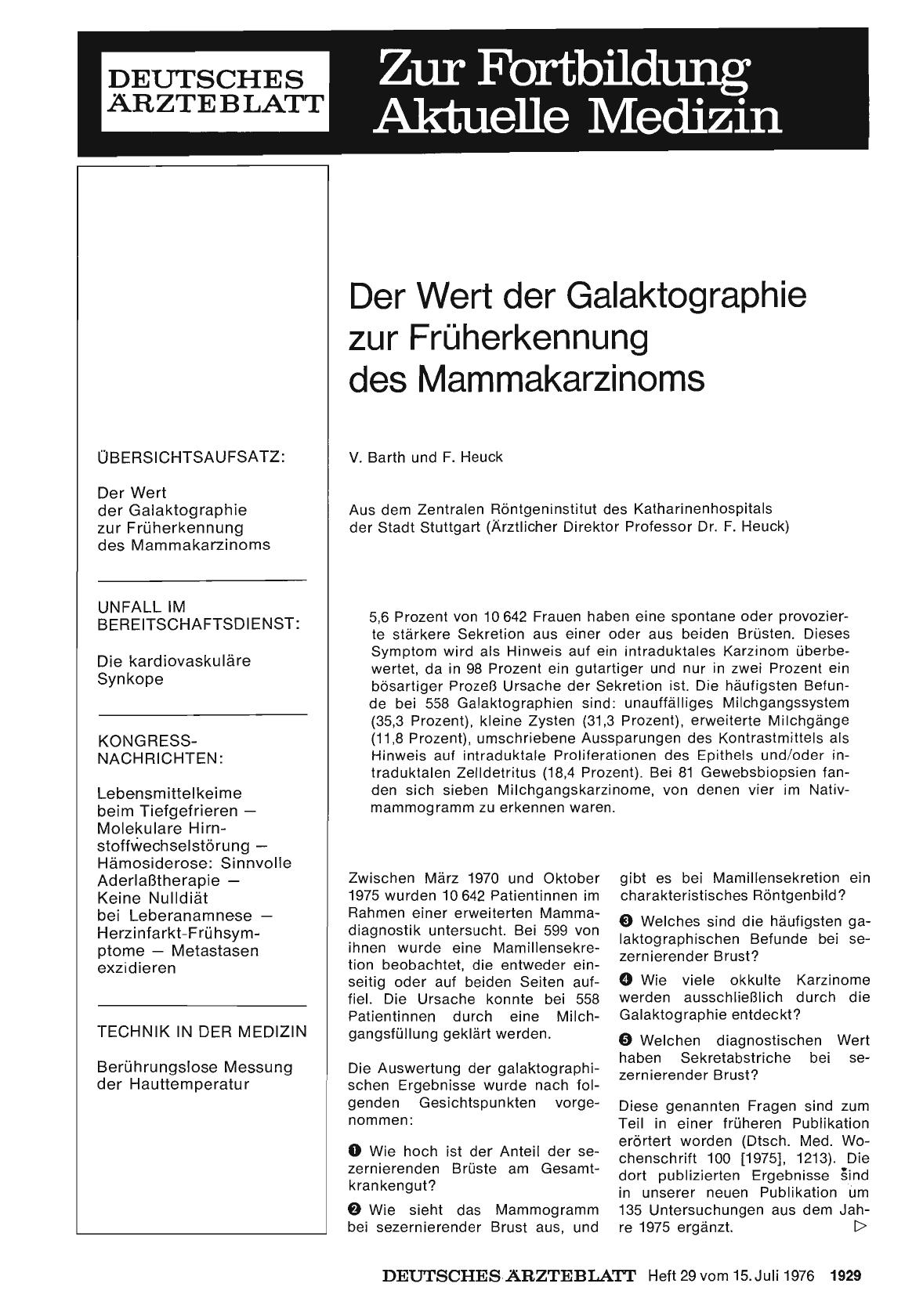 Vorschauseite 1: Der Wert der Galaktographie zur Früherkennung des Mammakarzinoms