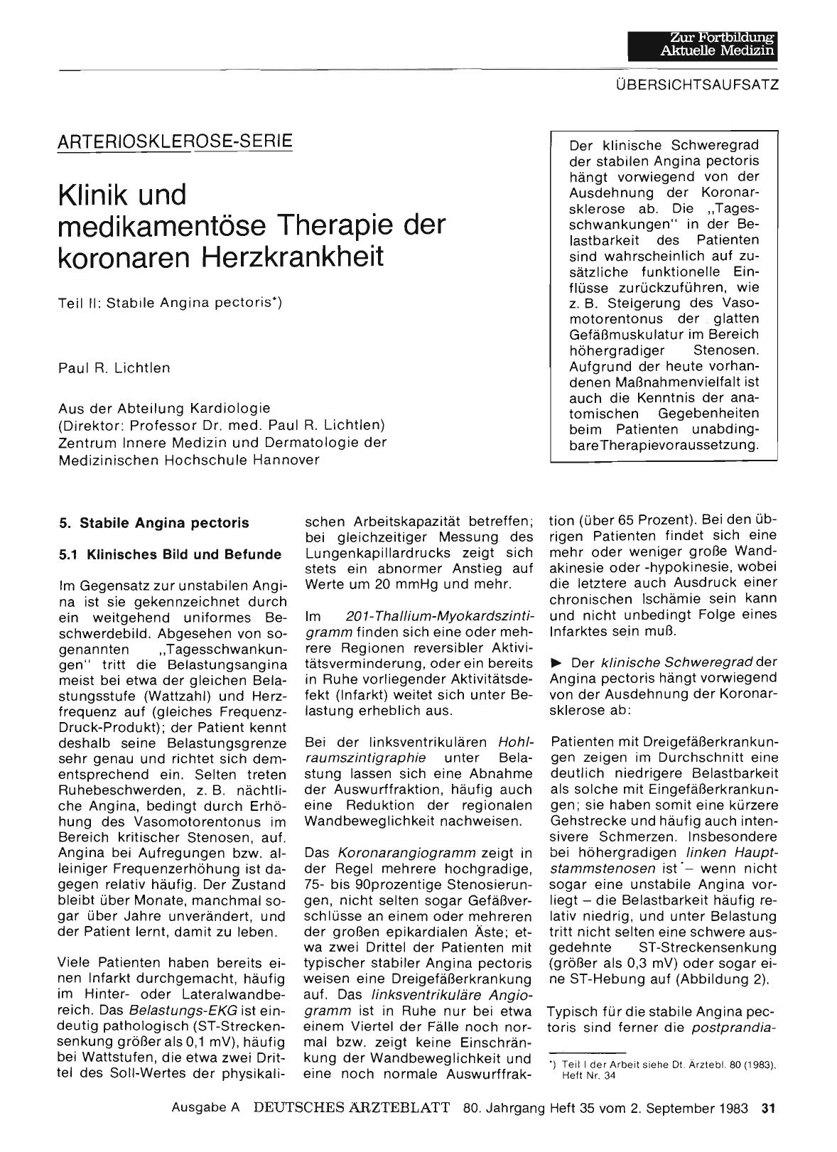Vorschauseite 1: Klinik und medikamentöse Therapie der koronaren Herzkrankheit
