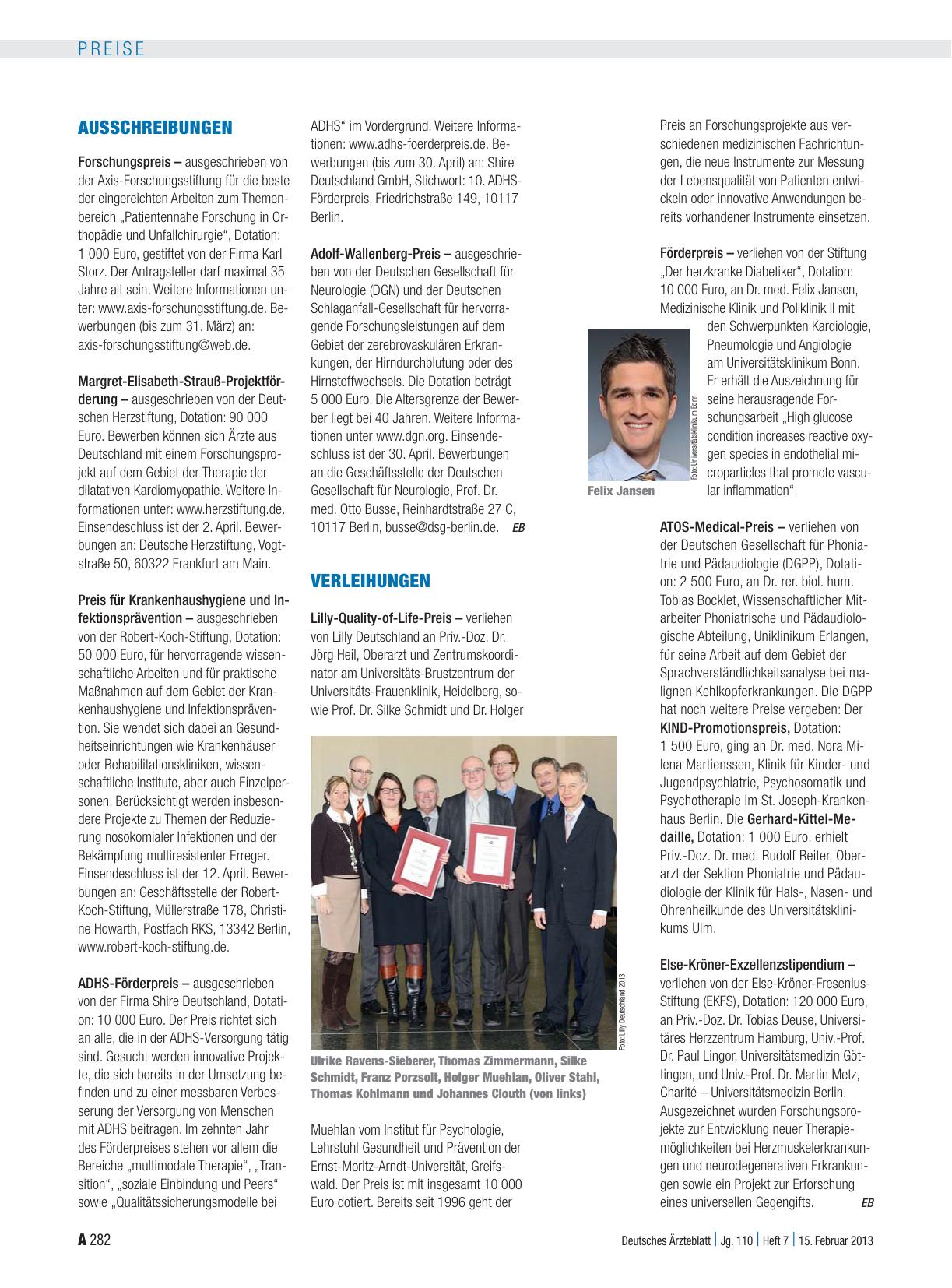 Vorschauseite 1: Verleihungen
