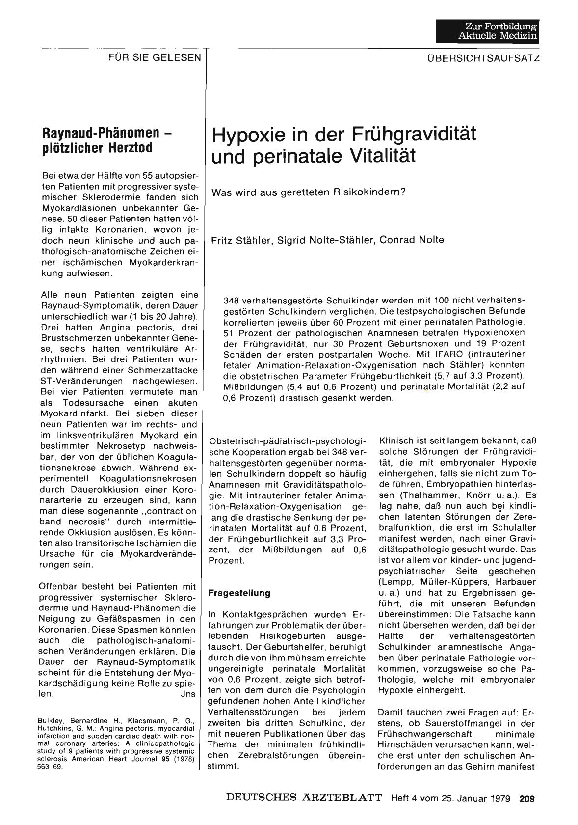 Vorschauseite 1: Raynaud-Phänomen — plötzlicher Herztod
