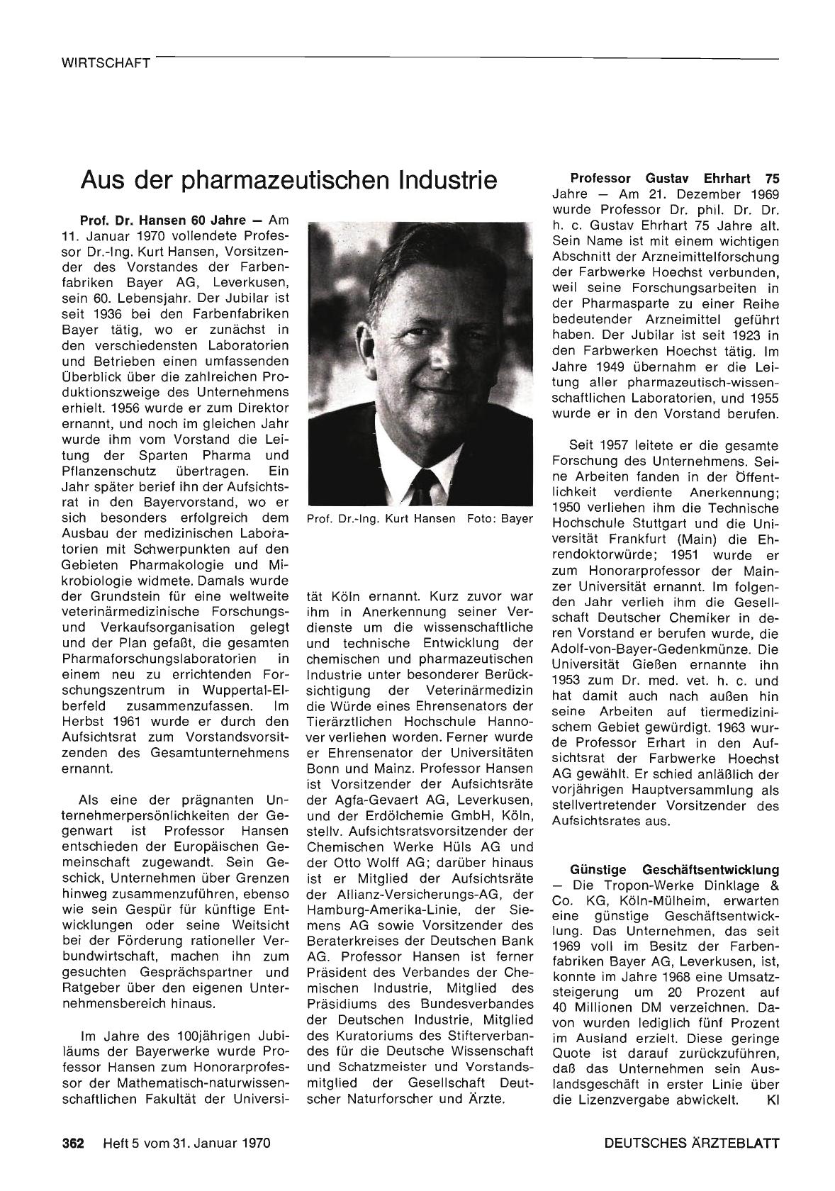 Vorschauseite 1: Aus der pharmazeutischen Industrie