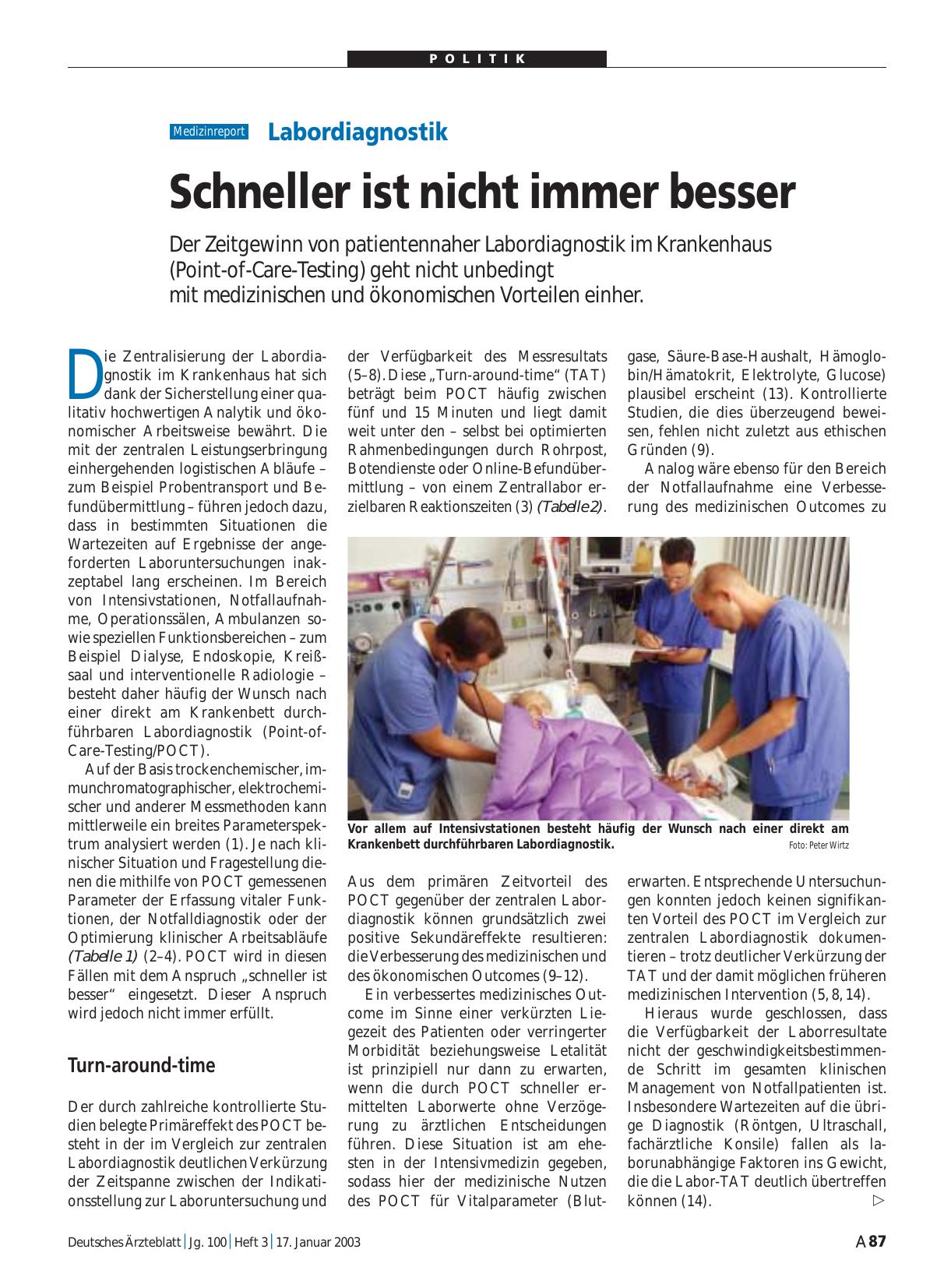 Vorschauseite 1: Labordiagnostik: Schneller ist nicht immer besser