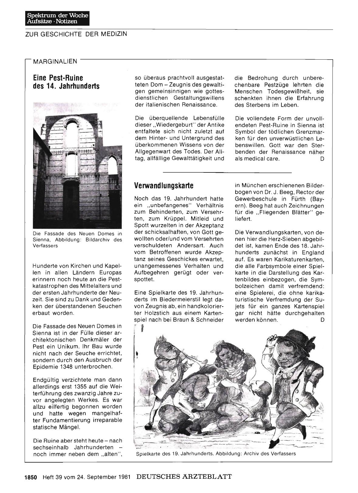 Vorschauseite 1: MARGINALIEN: Eine Pest-Ruine des 14. Jahrhunderts