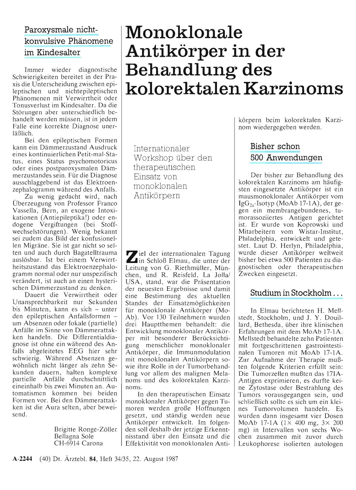 Vorschauseite 1: Monoklonale Antikörper in der Behandlung des kolorektalen Karzinoms