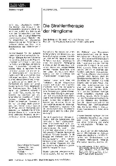 Vorschauseite 1: Die Strahlentherapie der Hirngliome