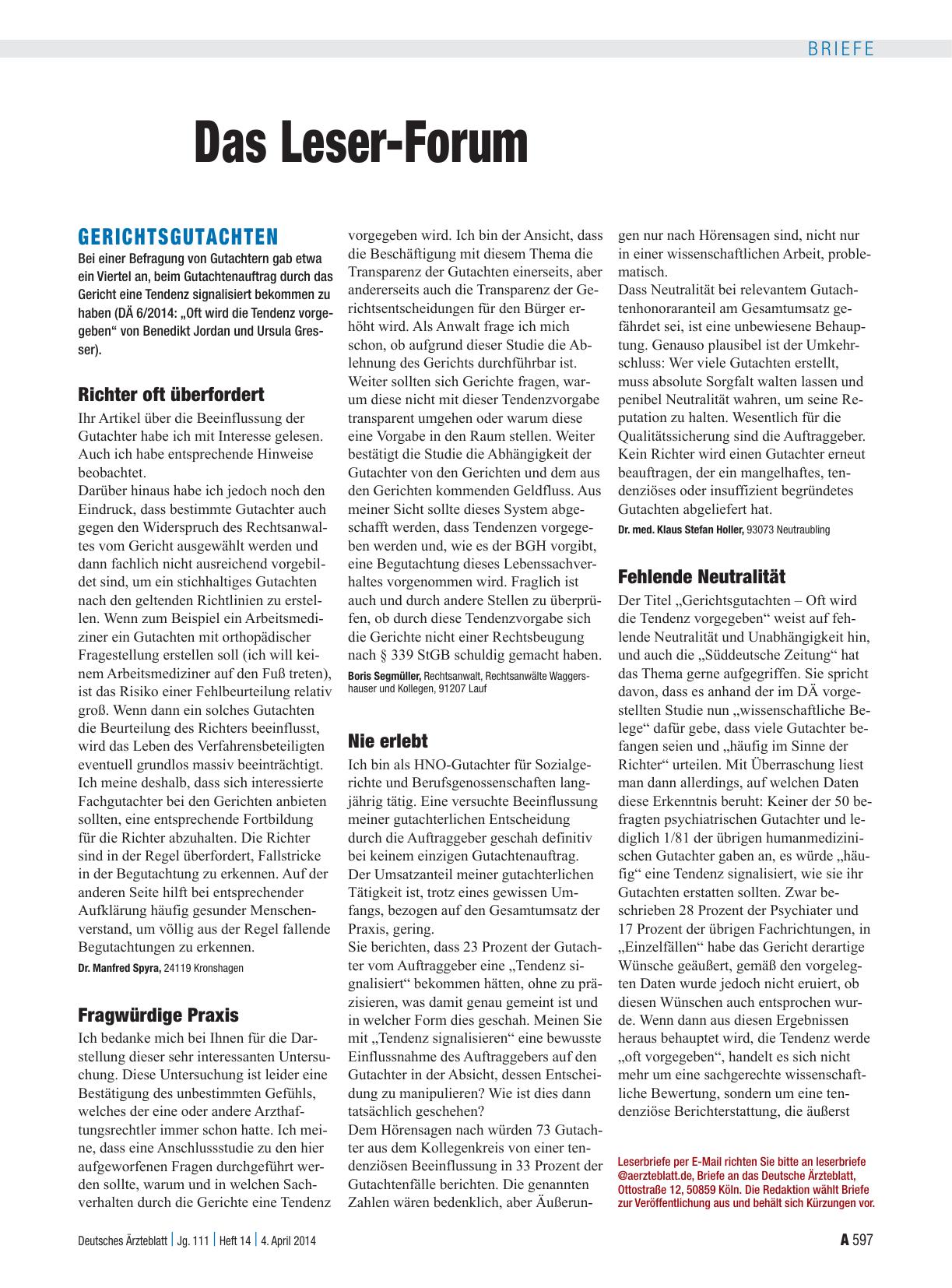 Vorschauseite 1: Gerichtsgutachten: Fragwürdige Praxis