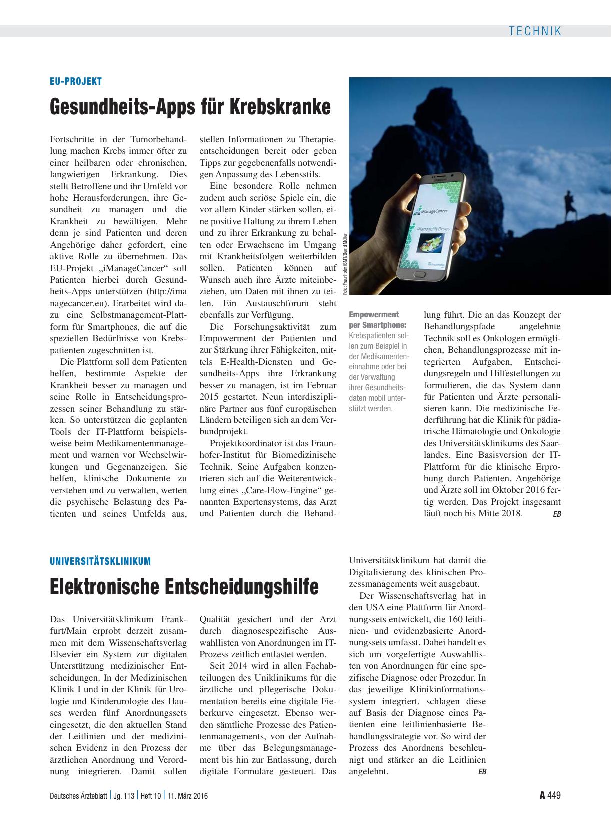 Vorschauseite 1: Universitätsklinikum: Elektronische Entscheidungshilfe