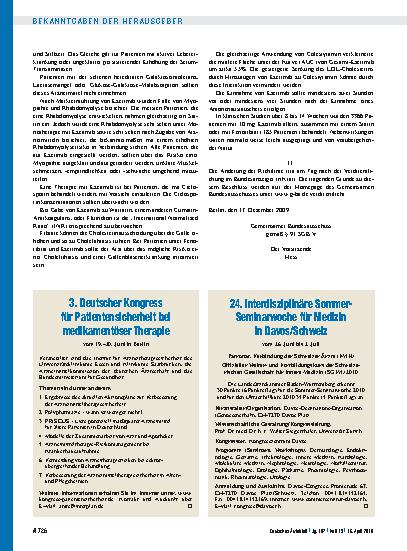 Vorschauseite 1: 24. Interdisziplinäre Sommer-Seminarwoche für Medizin in Davos/Schweiz vom 26. Juni bis 2. Juli