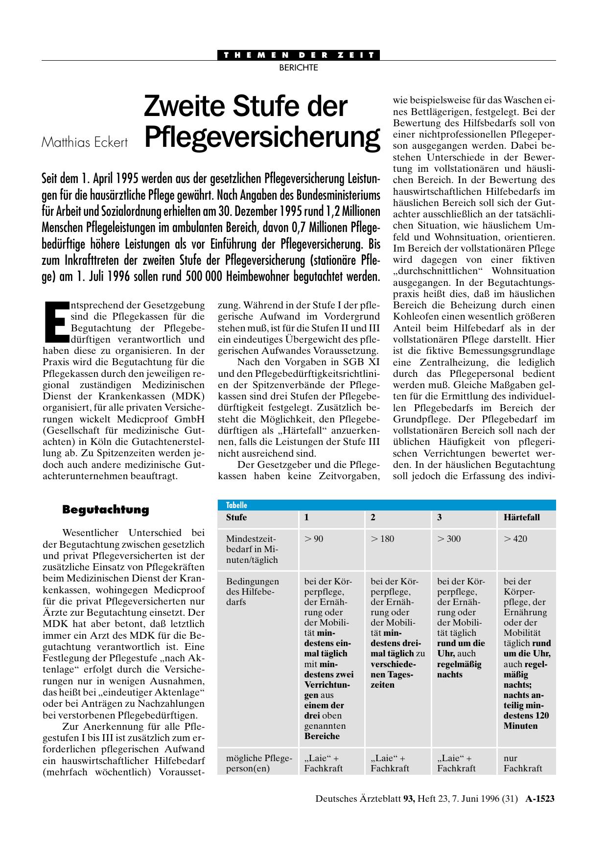 Vorschauseite 1: Zweite Stufe der Pflegeversicherung