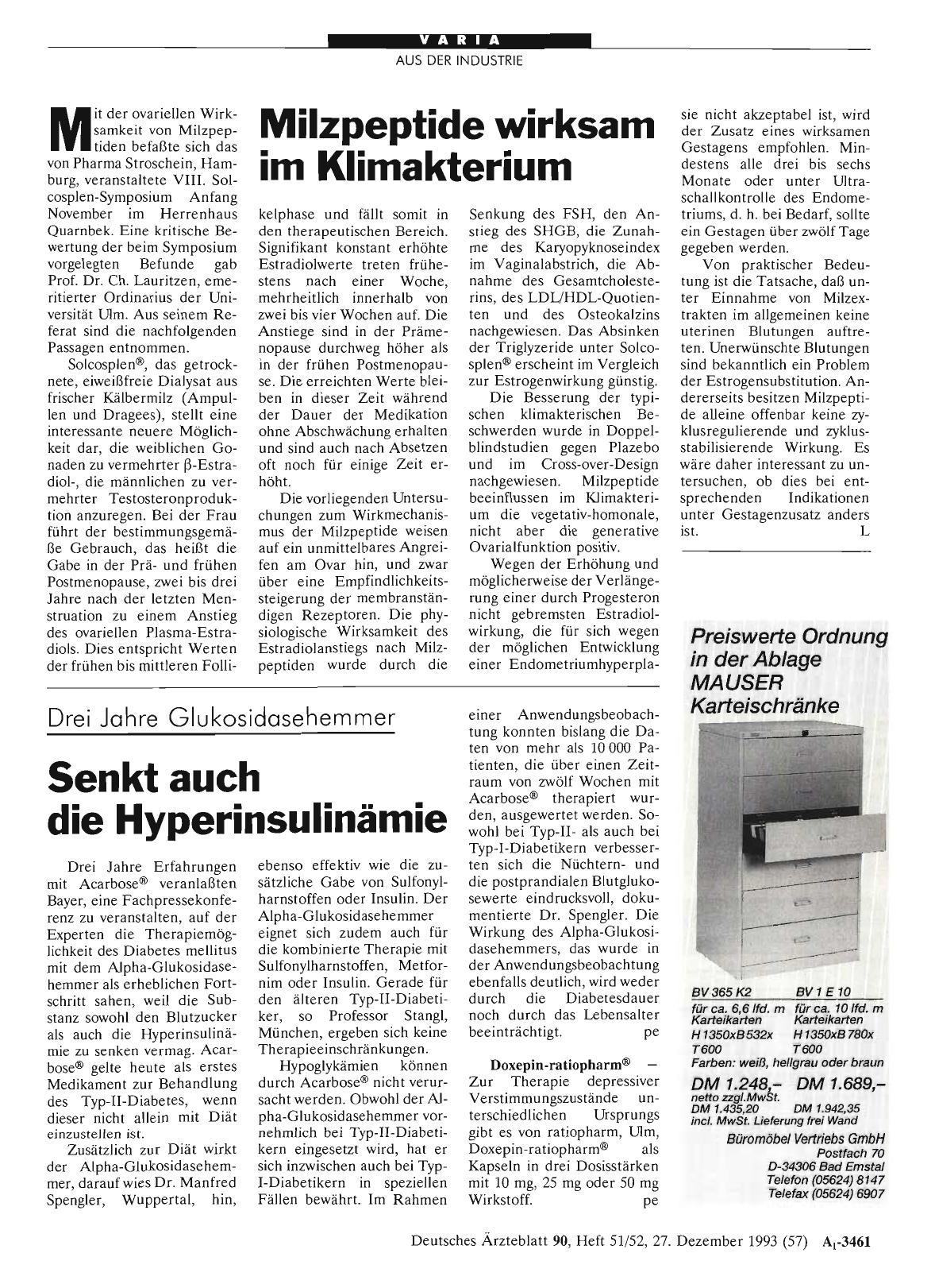 Vorschauseite 1: Drei Jahre Glukosidasehemmer: Senkt auch die Hyperinsulinämie