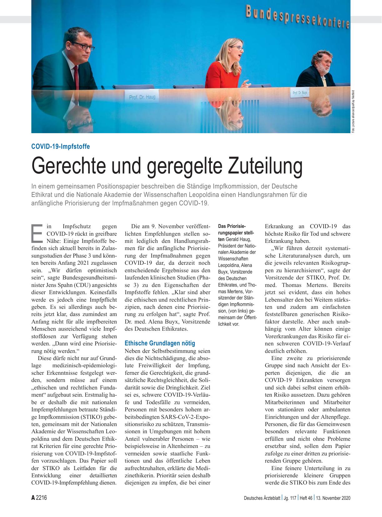 Vorschauseite 1: COVID-19-Impfstoffe: Gerechte und geregelte Zuteilung