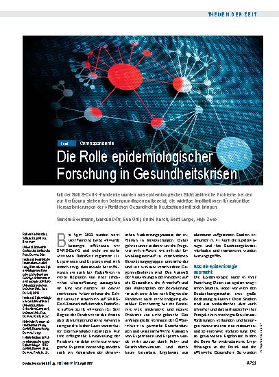 Vorschauseite 1: Coronapandemie: Die Rolle epidemiologischer Forschung in Gesundheitskrisen