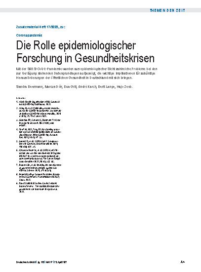 Vorschauseite 4: Coronapandemie: Die Rolle epidemiologischer Forschung in Gesundheitskrisen