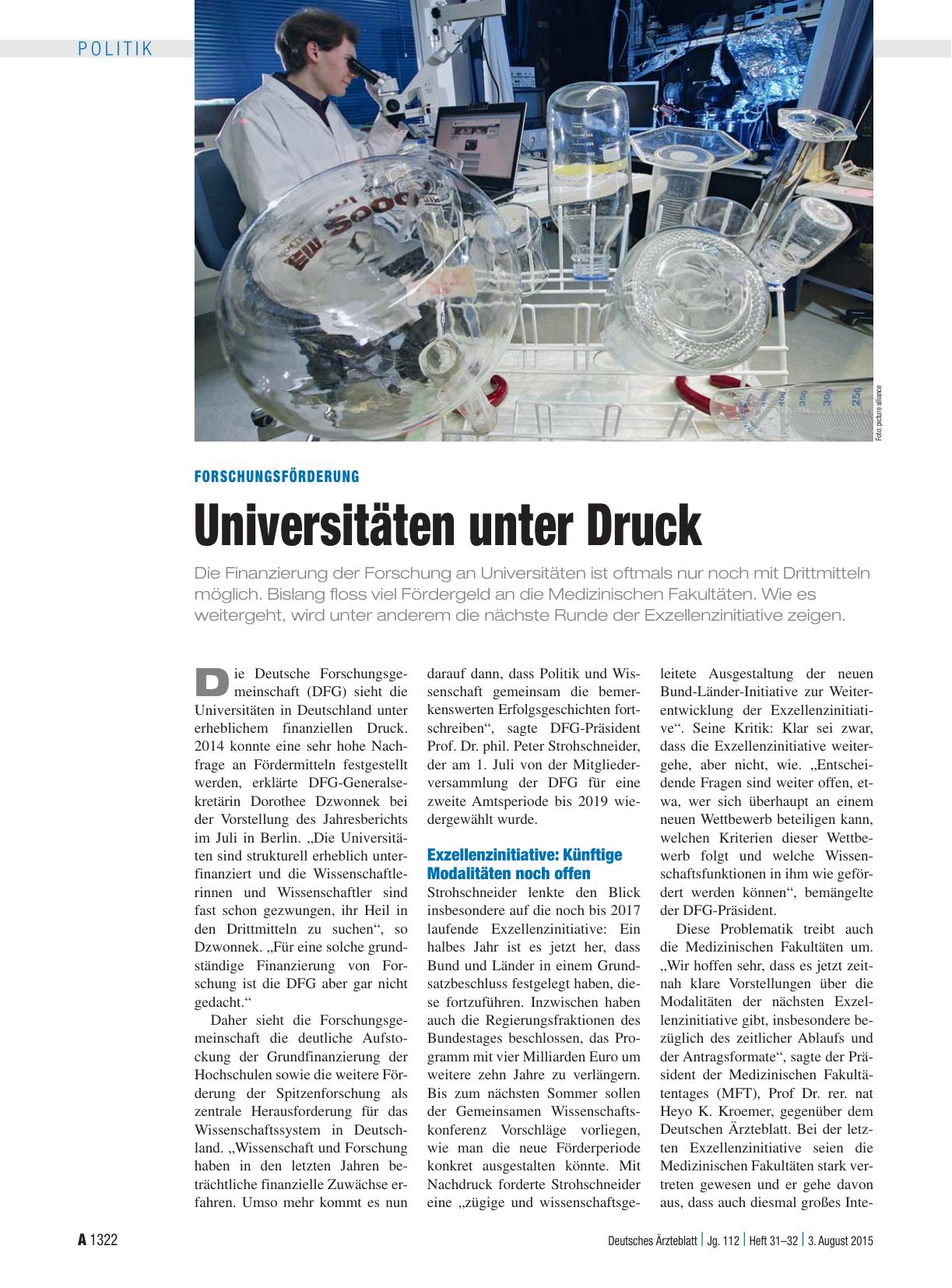 Vorschauseite 1: Forschungsförderung: Universitäten unter Druck